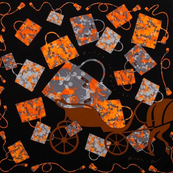 Hermes Kelly en Caleche Cashmere Silk Shawk Scarf - Picture 2 of 14